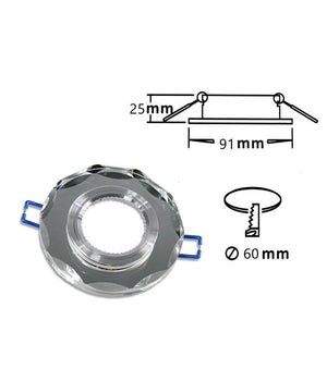 Porta Faretto Ad Incasso In Vetro Effetto Specchio Supporto Faretti Gu10 P6  Argento       