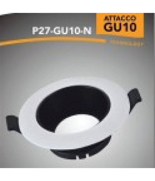 Porta Faretto Ad Incasso Orientabile Attacco Gu10 Bianco E Nero P27-gu10-n         