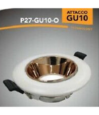 Porta Faretto Ad Incasso Orientabile Attacco Gu10 Oro E Bianco P27-gu10-o         