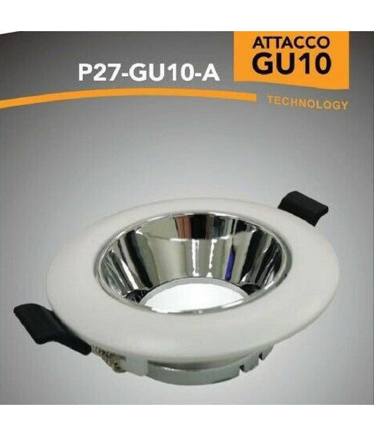 Porta Faretto Ad Incasso Orientabile Gu10 Bianco E Argento P27-gu10-a         