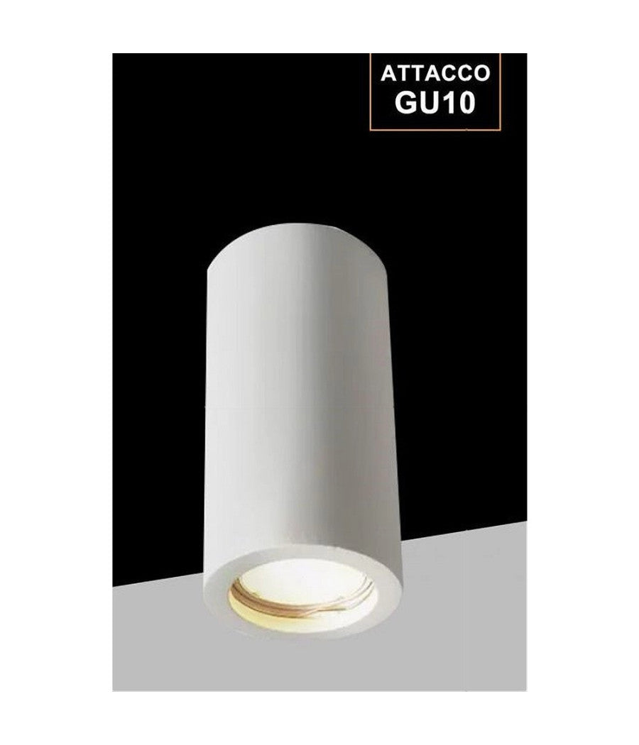 Porta Faretto Applique Da Soffitto In Gesso Verniciabile Cilindro Gu10 Gs-c140-t         