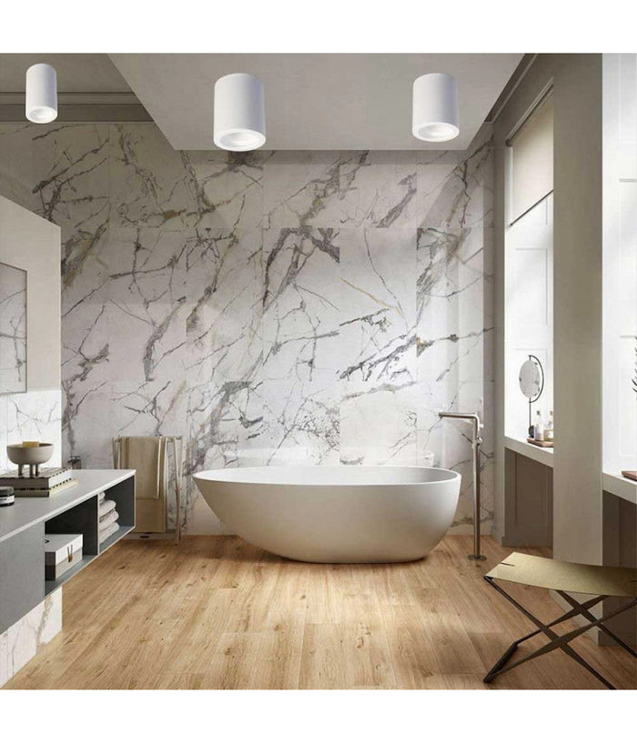 Porta Faretto Applique Da Soffitto In Gesso Verniciabile Cilindro Gu10 Gs-c140-t         