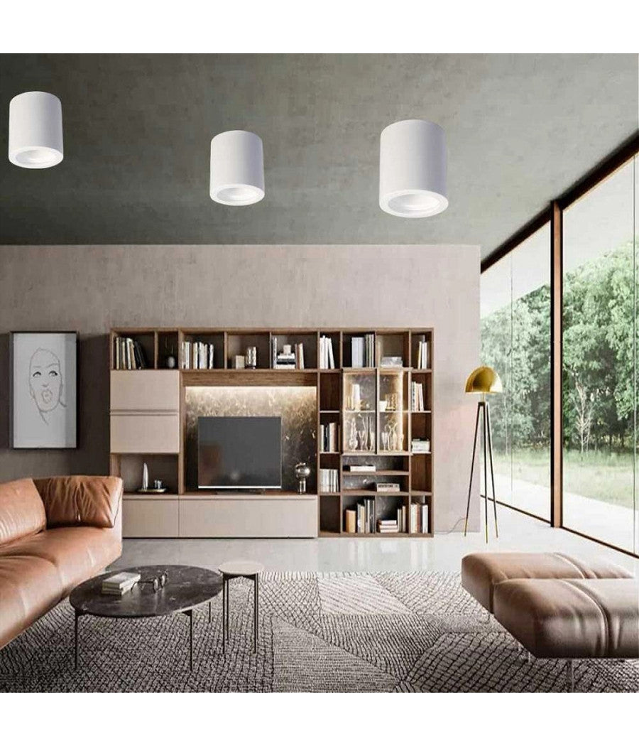 Porta Faretto Applique Da Soffitto In Gesso Verniciabile Cilindro Gu10 Gs-c140-t         