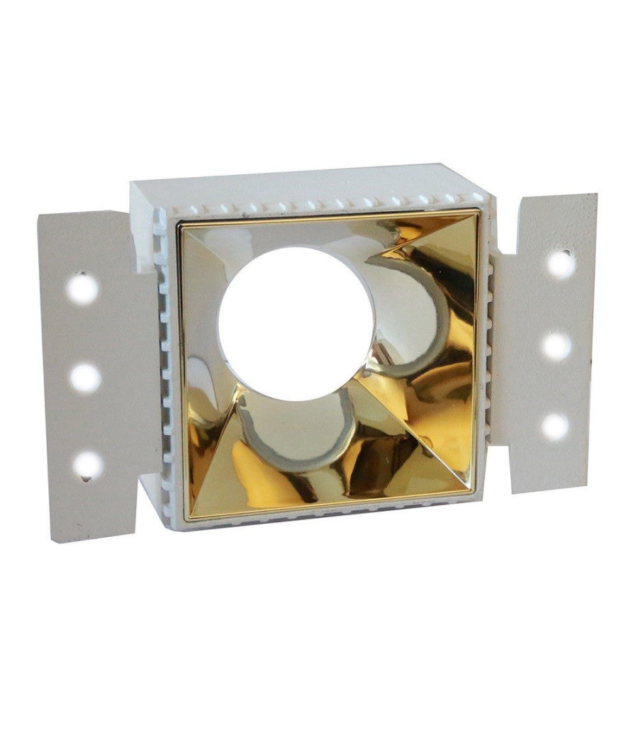 Porta Faretto Da Incasso Lampadine Led Gu10 7watt Per Controsoffitto Cartongesso  Oro  -quadrato    -