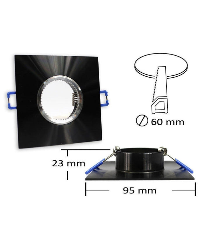 Porta Faretto Da Incasso Quadrato Supporto Per Luci Faretti Gu10 Portafaretto P9  Nero       