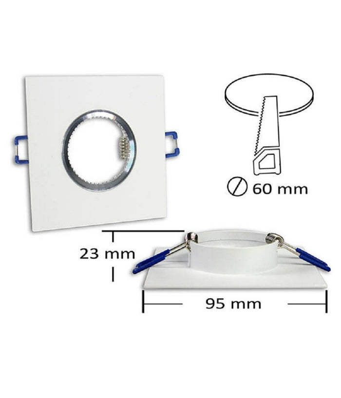 Porta Faretto Da Incasso Quadrato Supporto Per Luci Faretti Gu10 Portafaretto P9         