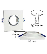 Porta Faretto Da Incasso Quadrato Supporto Per Luci Faretti Gu10 Portafaretto P9  Bianco       