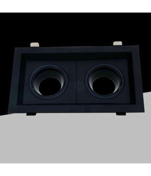 Porta Faretto Doppio Orientabile Ad Incasso Nero Per Lampadine Gu10 Gu5.3 P33-n2         