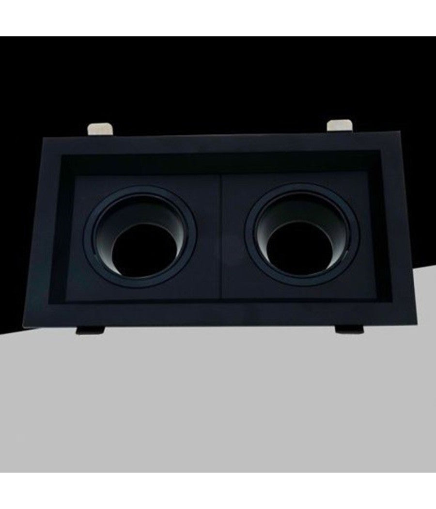 Porta Faretto Doppio Orientabile Ad Incasso Nero Per Lampadine Gu10 Gu5.3 P33-n2         