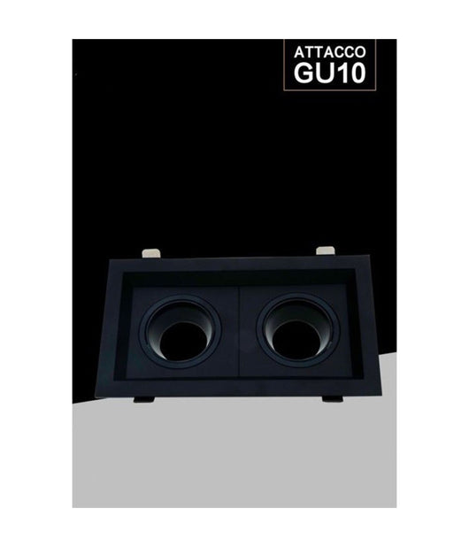 Porta Faretto Doppio Orientabile Ad Incasso Nero Per Lampadine Gu10 Gu5.3 P33-n2         