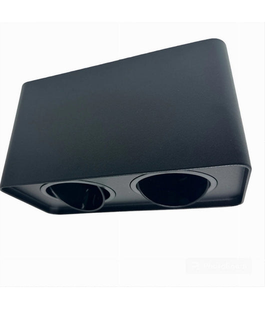 Porta Faretto Doppio Orientabile Da Soffitto Nero Per Faretto Gu10 Gu5.3 P34-n2         