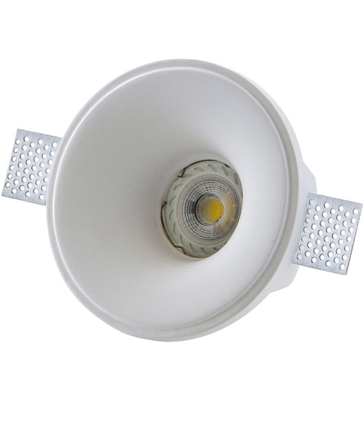 Porta Faretto Fisso In Gesso Ad Incasso Led Rotondo Gu10 14x14cm         