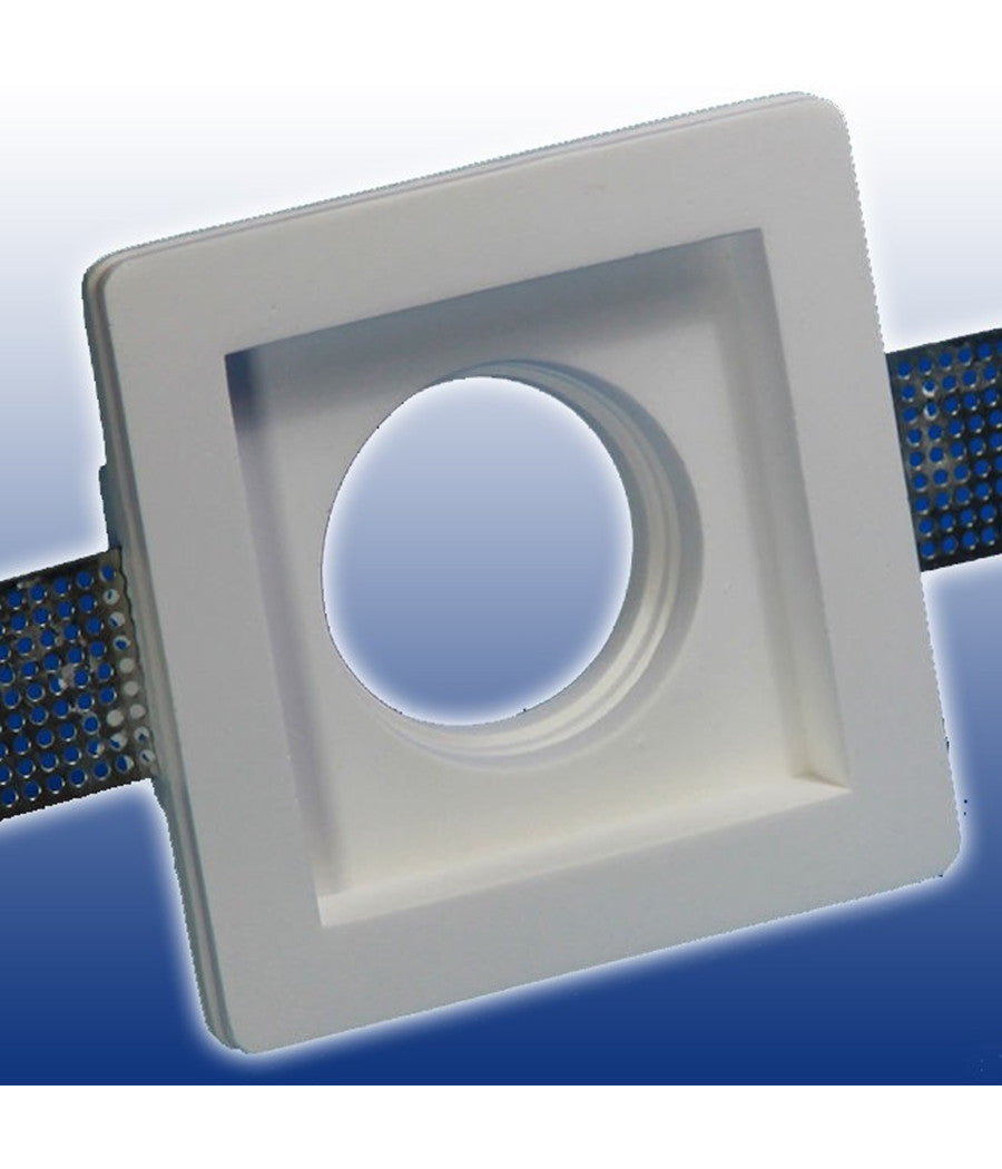 Porta Faretto Fisso In Gesso Ad Incasso Per Lampadine Gu10 Led Quadrato 10x10 Cm         