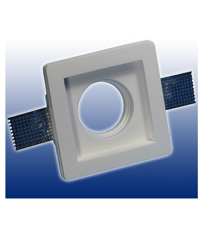 Porta Faretto Fisso In Gesso Ad Incasso Per Lampadine Gu10 Led Quadrato 10x10 Cm         