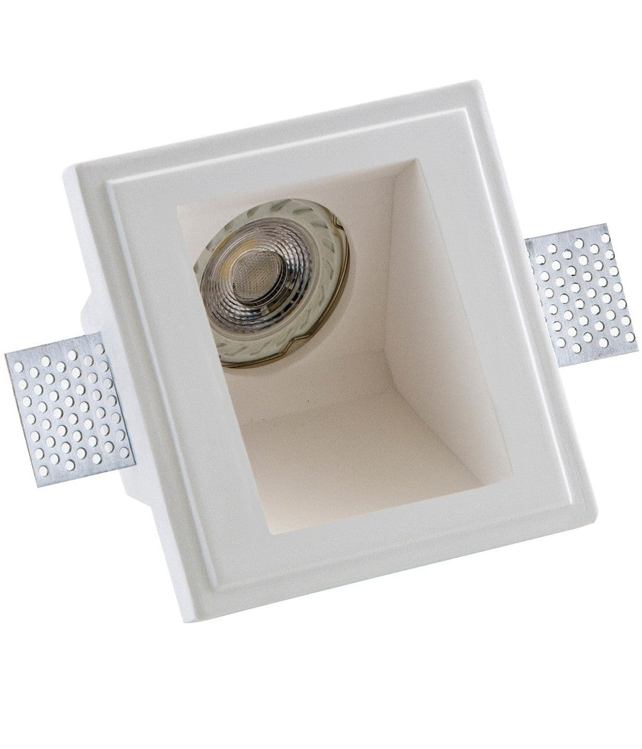 Porta Faretto Gesso Incasso Scomparsa 12x12cm Quadrato Led Luci Controsoffitto         