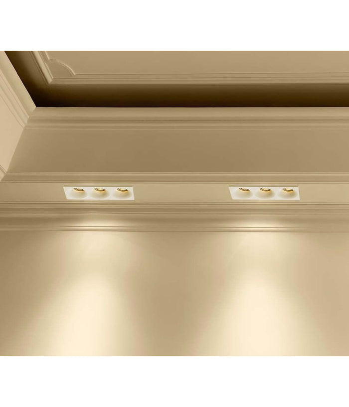 Porta Faretto In Gesso A Scomparsa 3 Led Fori Da Incasso Soffitto Verniciabile         