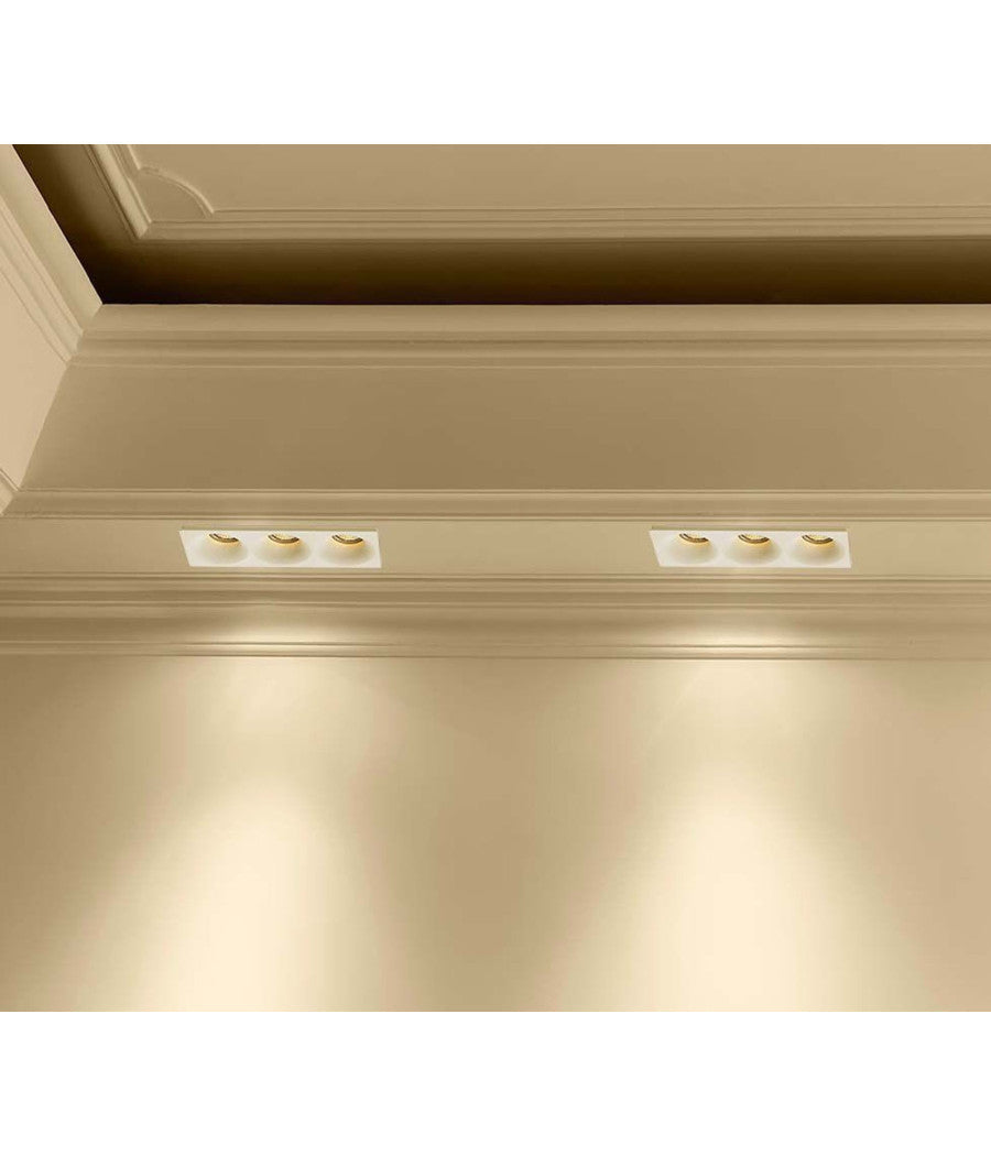 Porta Faretto In Gesso A Scomparsa 3 Led Fori Da Incasso Soffitto Verniciabile         