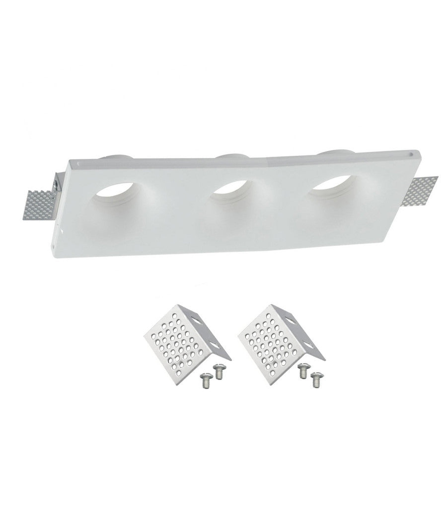 Porta Faretto In Gesso A Scomparsa 3 Led Fori Da Incasso Soffitto Verniciabile         