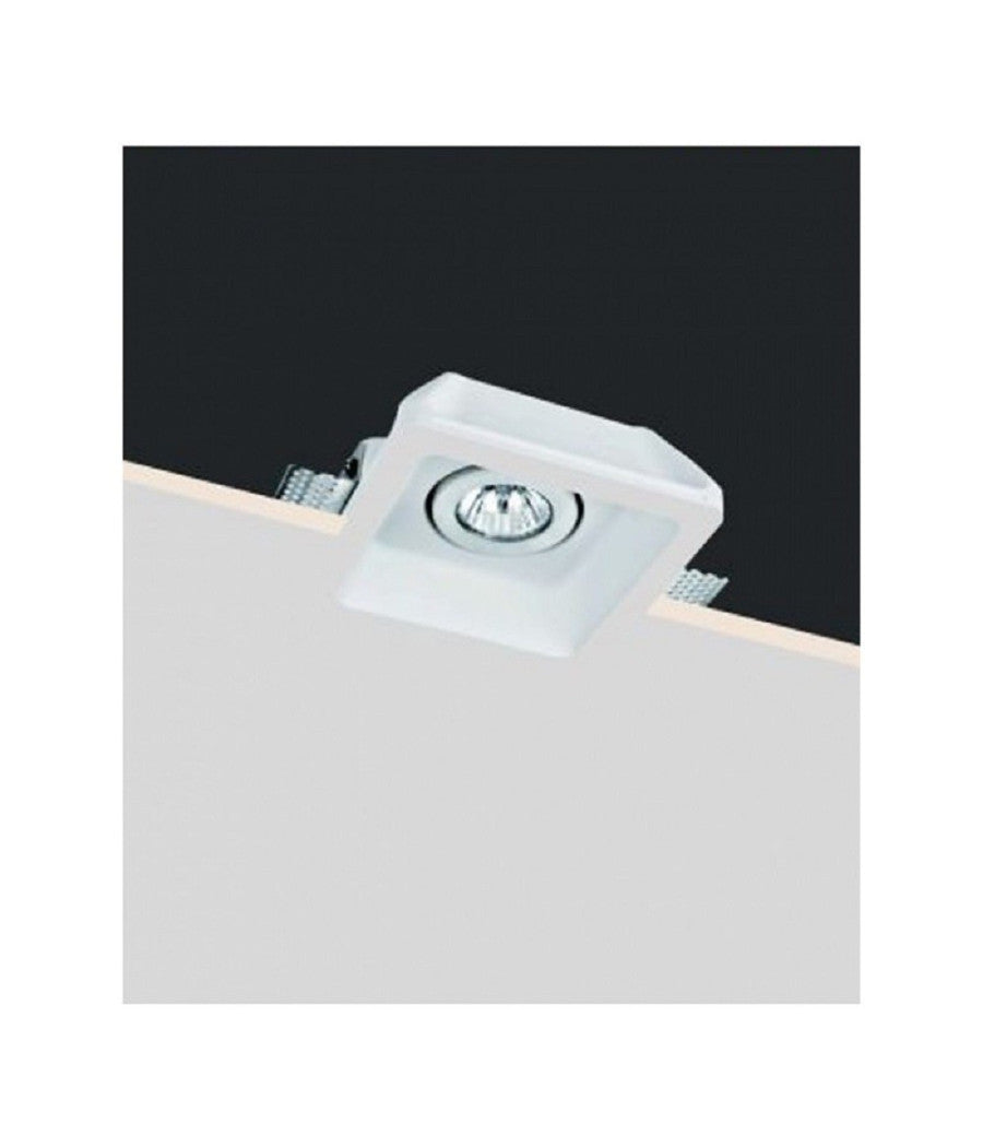 Porta Faretto In Gesso Orientabile Da Incasso Verniciabile Quadrato Gu10 Gs-20         