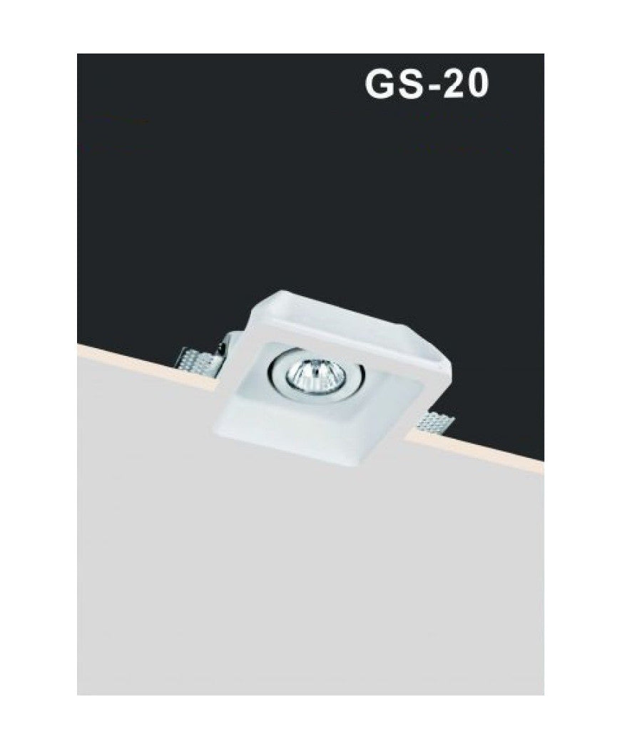 Porta Faretto In Gesso Orientabile Da Incasso Verniciabile Quadrato Gu10 Gs-20         