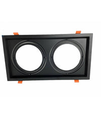 Porta Faretto Incasso Doppio Faretto Ar111 Rettangolare Orientabile P-ar111-2  Nero       