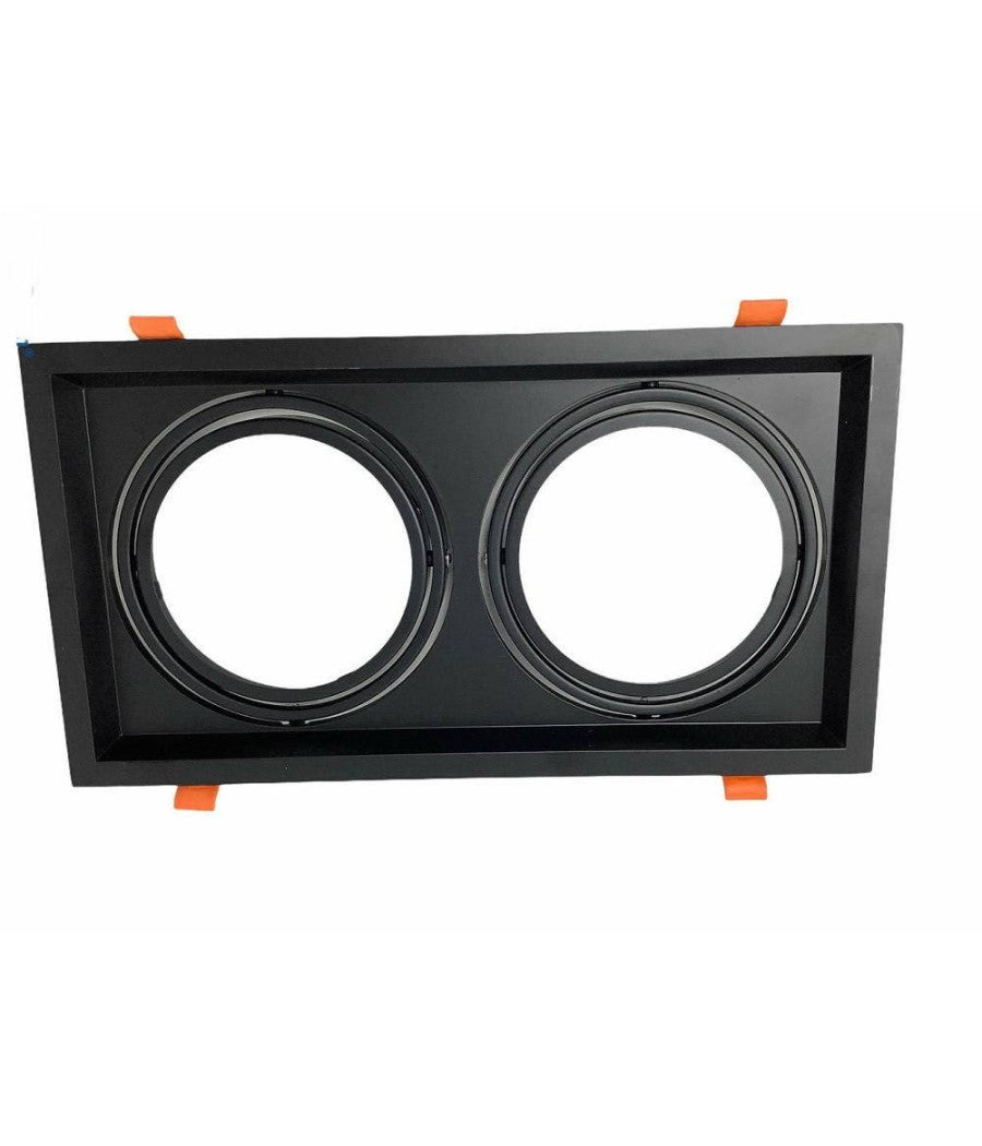 Porta Faretto Incasso Doppio Faretto Ar111 Rettangolare Orientabile P-ar111-2  Nero       