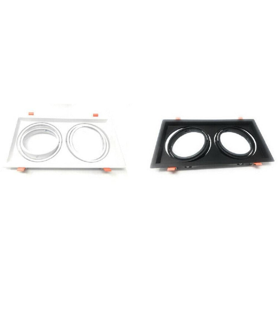 Porta Faretto Incasso Doppio Faretto Ar111 Rettangolare Orientabile P-ar111-2         