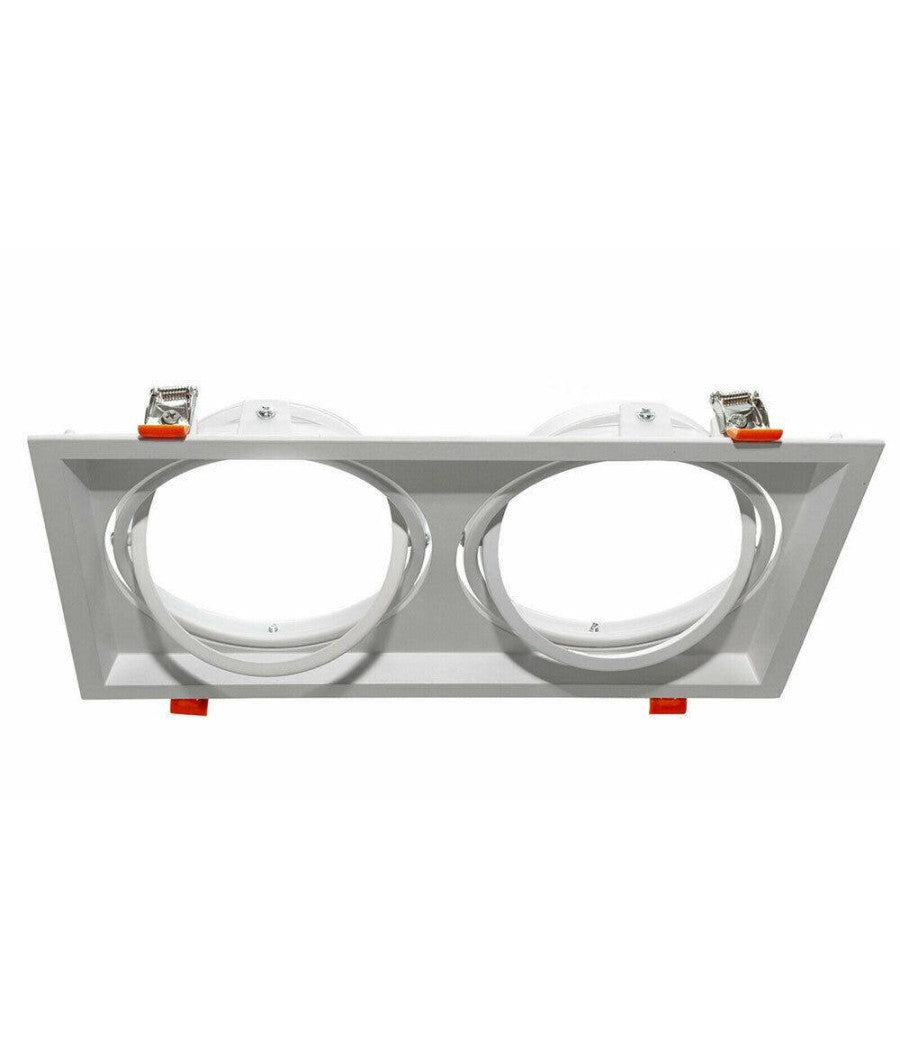 Porta Faretto Incasso Doppio Faretto Ar111 Rettangolare Orientabile P-ar111-2         