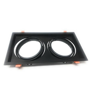 Porta Faretto Incasso Doppio Faretto Ar111 Rettangolare Orientabile P-ar111-2  Nero       