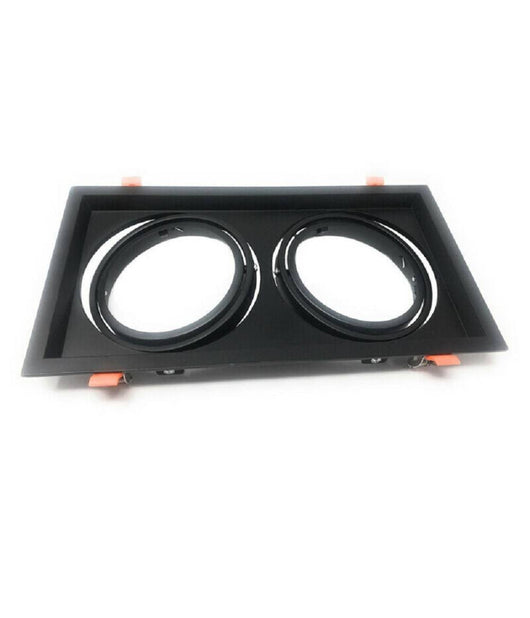 Porta Faretto Incasso Doppio Faretto Ar111 Rettangolare Orientabile P-ar111-2  Nero       