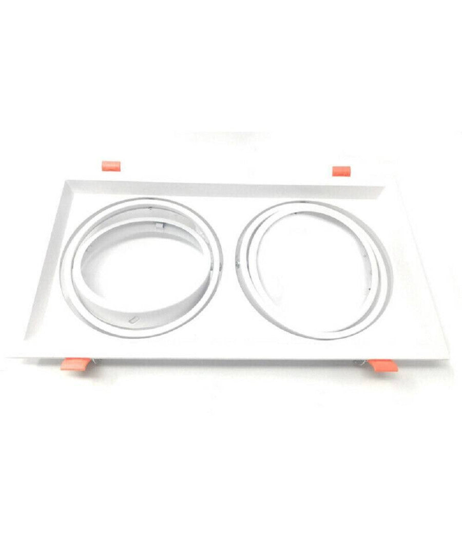 Porta Faretto Incasso Doppio Faretto Ar111 Rettangolare Orientabile P-ar111-2  Bianco       