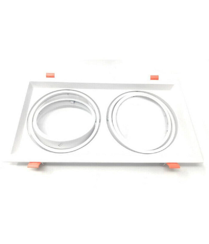 Porta Faretto Incasso Doppio Faretto Ar111 Rettangolare Orientabile P-ar111-2  Bianco       