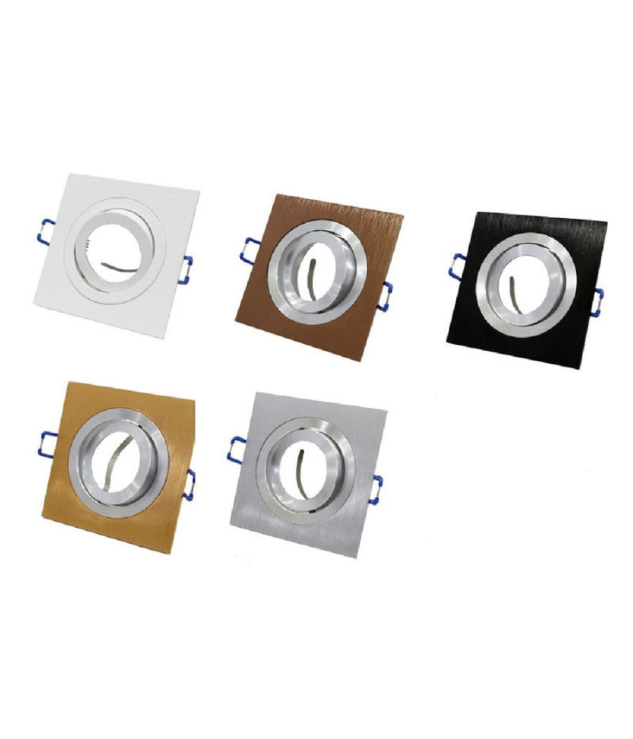 Porta Faretto Incasso Faretto Gu10 Quadrato Acciaio Orientabile Portalampada P3         