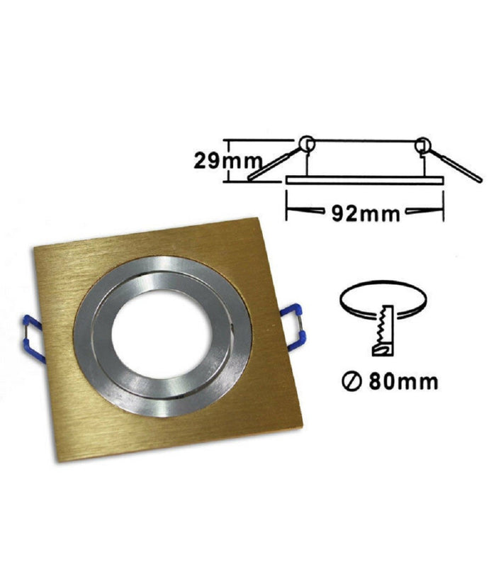 Porta Faretto Incasso Faretto Gu10 Quadrato Acciaio Orientabile Portalampada P3  Oro       
