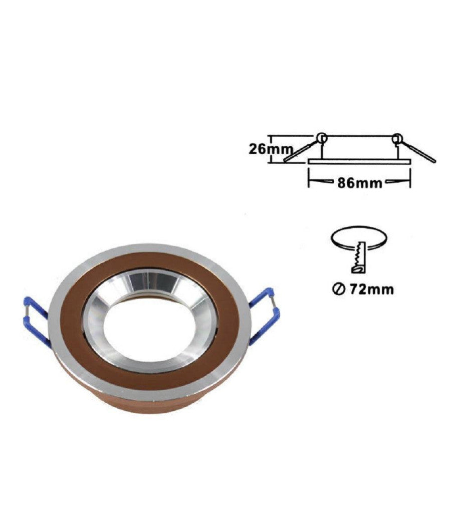 Porta Faretto Incasso Faretto Gu10 Rotondo Acciaio Orientabile Portalampada P1  Marrone       