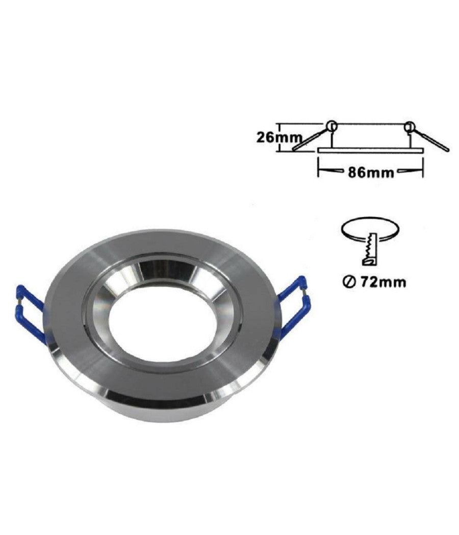 Porta Faretto Incasso Faretto Gu10 Rotondo Acciaio Orientabile Portalampada P1  Argento       