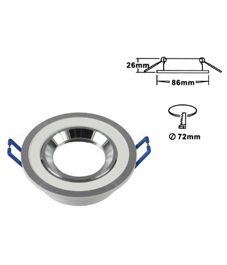Porta Faretto Incasso Faretto Gu10 Rotondo Acciaio Orientabile Portalampada P1  Bianco       