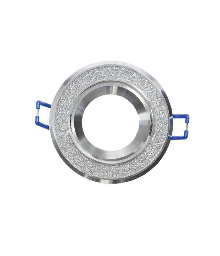 Porta Faretto Incasso Orientabile Acciaio Supporto Rotondo Decorato Glitter P8  Argento       