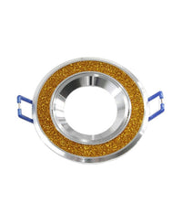 Porta Faretto Incasso Orientabile Acciaio Supporto Rotondo Decorato Glitter P8  Oro       