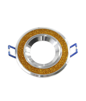 Porta Faretto Incasso Orientabile Acciaio Supporto Rotondo Decorato Glitter P8  Oro       