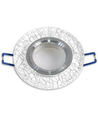 Porta Faretto Incasso Per Faretto Tondo Vetro Bianco Venature Oro Argento P15         