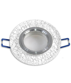 Porta Faretto Incasso Per Faretto Tondo Vetro Bianco Venature Oro Argento P15         