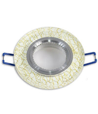 Porta Faretto Incasso Per Faretto Tondo Vetro Bianco Venature Oro Argento P15         