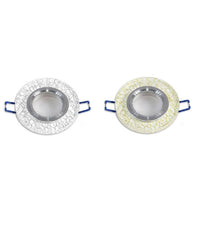 Porta Faretto Incasso Per Faretto Tondo Vetro Bianco Venature Oro Argento P15         