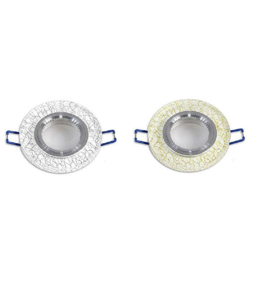 Porta Faretto Incasso Per Faretto Tondo Vetro Bianco Venature Oro Argento P15         