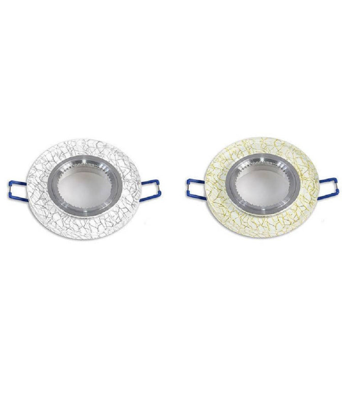 Porta Faretto Incasso Per Faretto Tondo Vetro Bianco Venature Oro Argento P15         