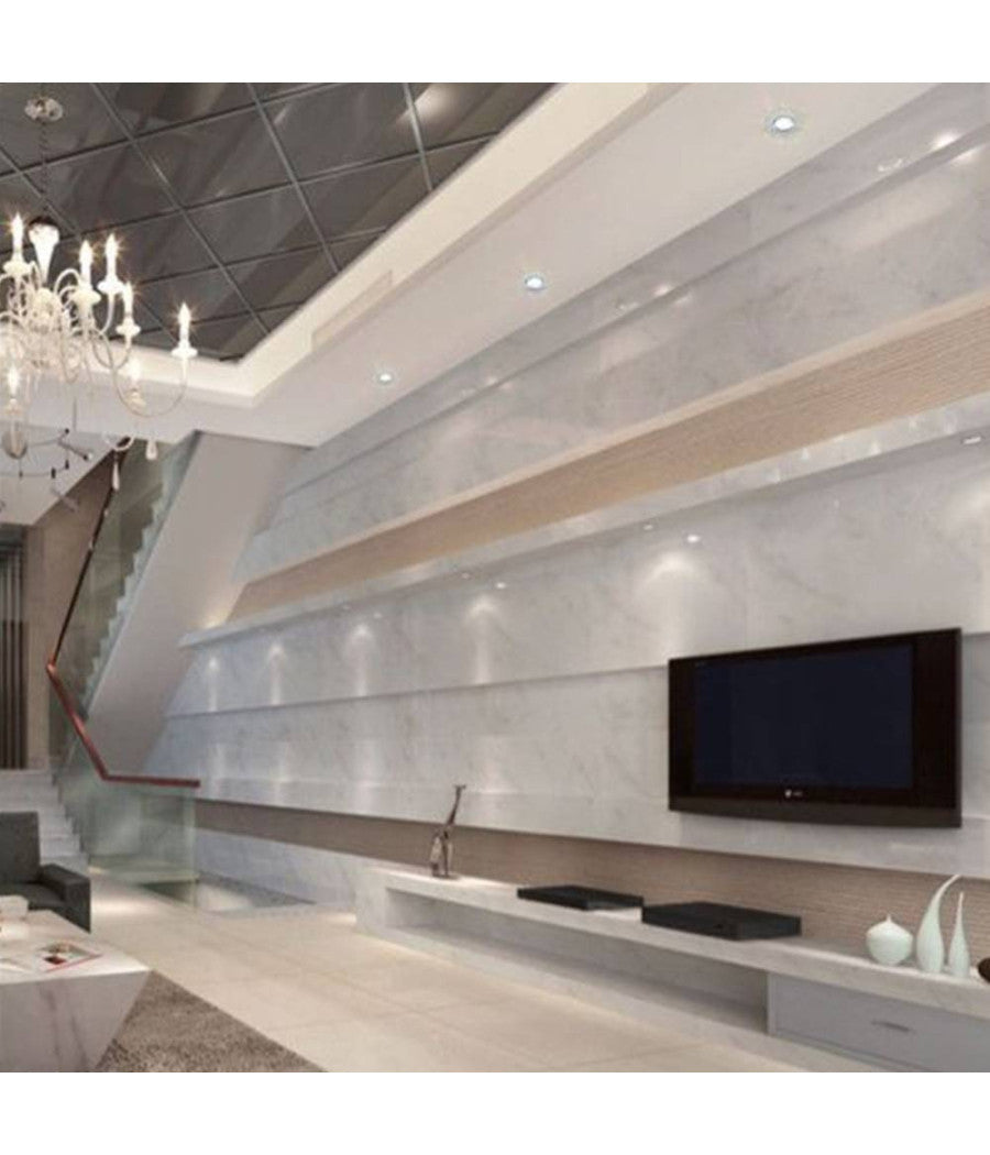 Porta Faretto Incasso Per Faretto Tondo Vetro Bianco Venature Oro Argento P15  Oro       