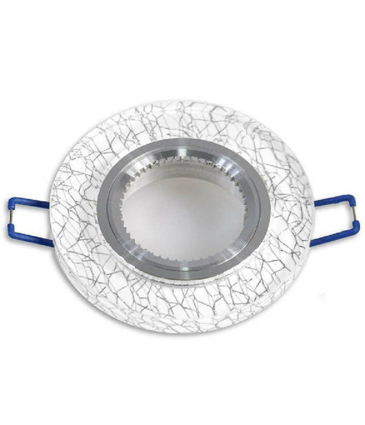 Porta Faretto Incasso Per Faretto Tondo Vetro Bianco Venature Oro Argento P15  Argento       