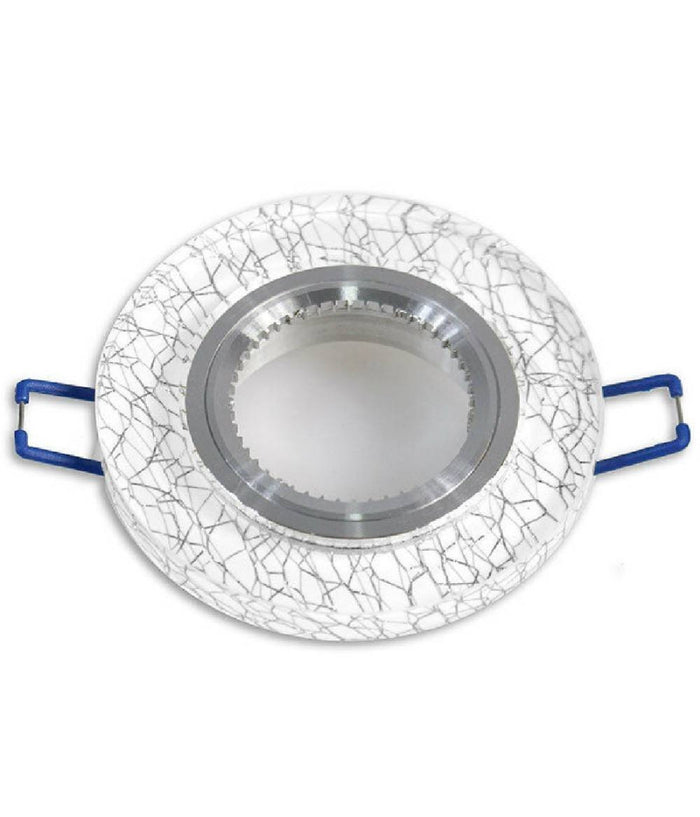 Porta Faretto Incasso Per Faretto Tondo Vetro Bianco Venature Oro Argento P15  Argento       