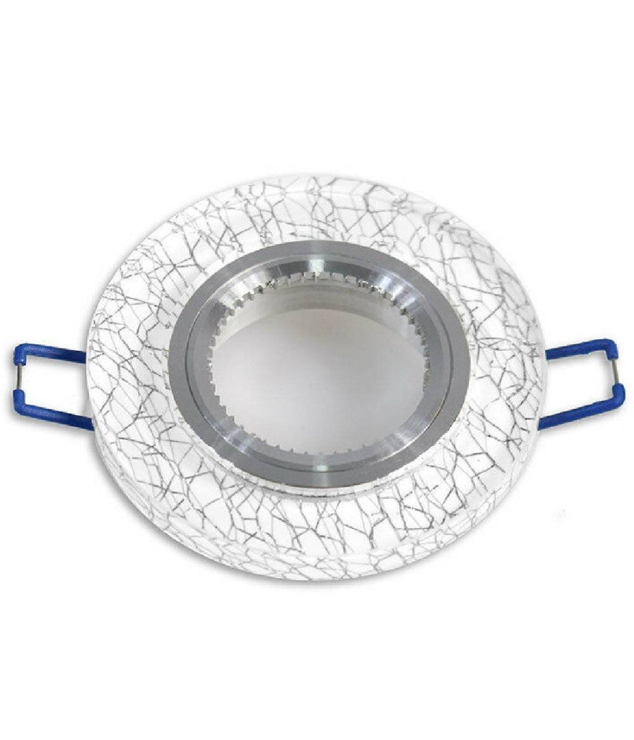 Porta Faretto Incasso Per Faretto Tondo Vetro Bianco Venature Oro Argento P15  Argento       